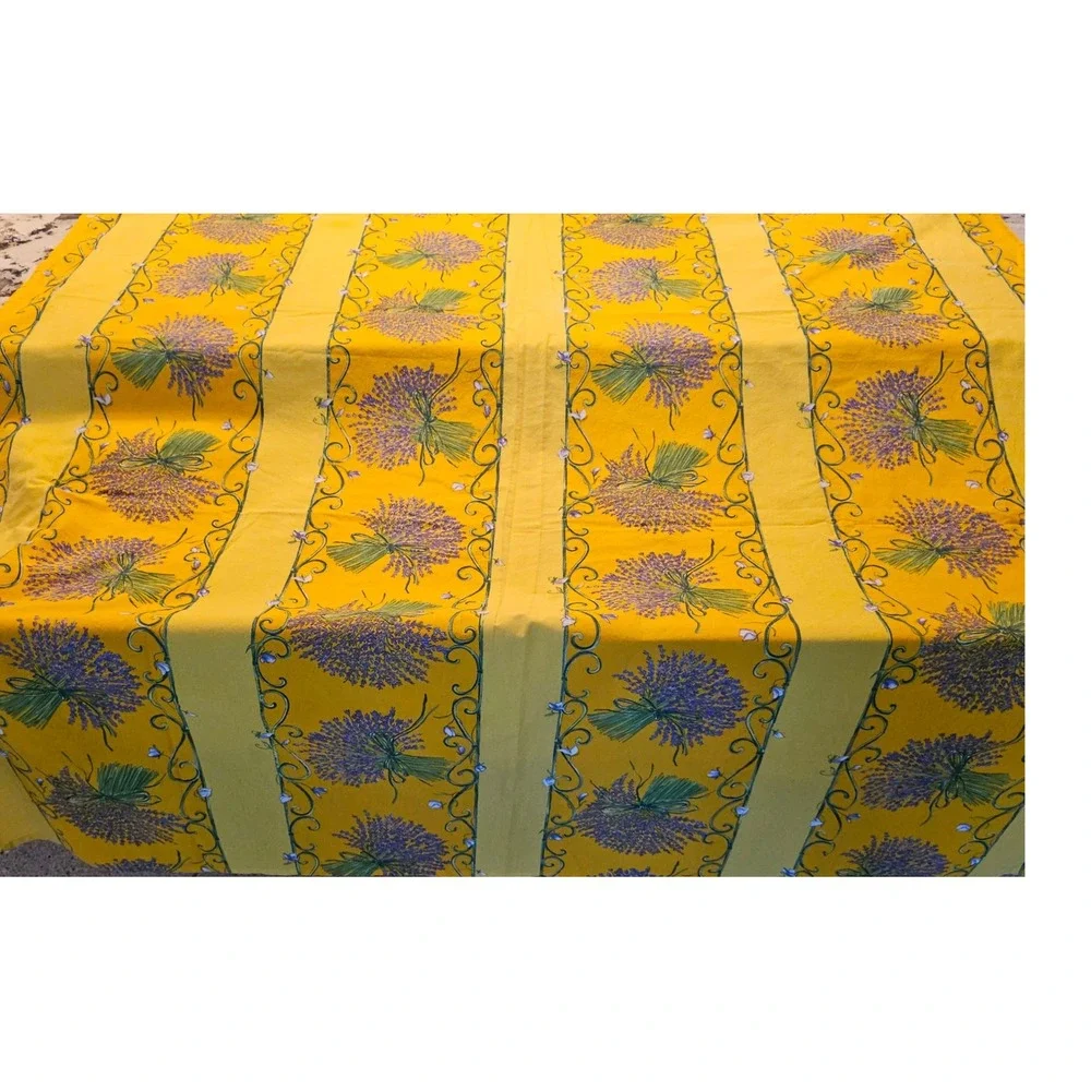 French Provencal Yellow Lavender Floral Rectangle Tablecloth 60x108 Cotton